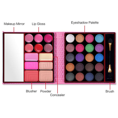 Roselume Allure Makeup Collection, All in One Makeup Kit with 20 Eyeshadows, 6 Lip Glosses, Blush, Powder, Concealer and Mirror